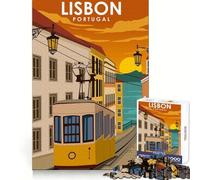 Puzzle Artistique de 1000 pièces représentant Un Tramway de Lisbonne,Portugal,pour Adolescents améliore la mémoire,Passe Un agréable Moment de détente,et Offre Une Surprise Découpé au Laser