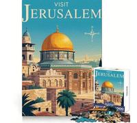 Puzzle Artistique de 1000 pièces représentant Une Affiche de Voyage à Jérusalem, idéal pour Les Adultes Exercice Intelligent, Divertissement léger, Bords précis, Cadeau de Vacances (38x52cm)