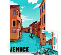 Puzzle Artistique de Voyage à Venise,Italie,1000 pièces,Jeu de mémorisation mentale,découpage de Haute précision,activité Manuelle,défi cérébral interactif pour la Maison (38x26cm)