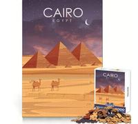 Puzzle Artistique des Pyramides du Caire,Égypte,pour Adolescents 1000 pièces,défi Stimulant,Passe-Temps Relaxant,Cadeau de Noël idéal (38x52cm)