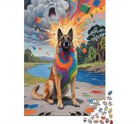 Puzzle Artistique en Bois 1000 Pièces - Malinois Belge | Jeu D'Adresse Et Décoration Moderne pour La Maison | Évasion Et Détente