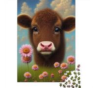Puzzle Artistique en Carton 100% recyclé représentant Une Vache de Montagne, idéal pour Les familles, idéal comme Cadeau d'anniversaire pour Enfants et Adultes, 1 000 pièces (38 x 26 cm)