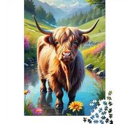 Puzzle Artistique en Carton de qualité supérieure représentant Une Vache de Montagne, idéal comme Cadeau de Noël pour garçon ou Fille, 1 000 pièces (38 x 26 cm)