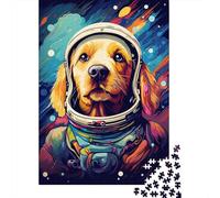 Puzzle Artistique en Carton recyclé représentant Un Golden Retriever, idéal pour Les Adultes, idéal comme Cadeau de Noël, 1 000 pièces (75 x 50 cm).