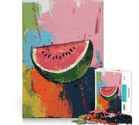 Puzzle Artistique en Forme de pastèque et de Drapeau pour Adultes,1000 pièces,Jeu de Concentration,découpe de précision,Bords Lisses,défi Amusant pour Passer Le Temps (38x26cm)