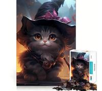Puzzle Artistique fantaisiste avec Chaton sorcière 1000 pièces Jeu de Concentration mentale Découpe de précision Bords Lisses Jeu de Construction de Liens significatifs (38x26cm)