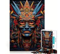 Puzzle Artistique Guerrier Huichol pour Adolescents,1000 pièces,Jeu de mémoire Amusant,Surface Lisse sans bavures,Cadeau d'anniversaire,Casse-tête (50x75cm)