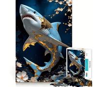 Puzzle Artistique Kintsugi Requin Or pour Adolescents, 1000 pièces, Jeu de logique, Amusement d'intérieur, Bords précis, pièce de Collection 50x75cm