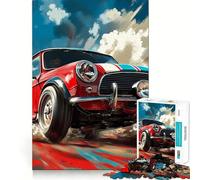 Puzzle Artistique Mini Cooper Rouge de Course pour Adultes, 1000 pièces, défi Mental, qualité supérieure, Collection Artistique (38x52cm)