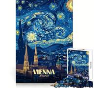 Puzzle Artistique Nuit étoilée à Vienne, Autriche pour Adultes, 1000 pièces, Exercice Mental, évasion paisible, (50x75cm)