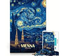 Puzzle Artistique Nuit étoilée à Vienne,Autriche pour Adultes,1000 pièces,Jeu de mémoire,Assemblage sécurisé et Solide,Jeu de Construction de Liens significatifs (50x75cm)