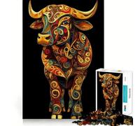 Puzzle Artistique Original représentant Un Taureau, 1000 pièces, idéal pour Adultes Un Puzzle Difficile à Assembler, Un Cadeau Artistique et Stimulant pour la mémoire et Les Loisirs (38x52cm)