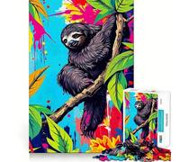 Puzzle Artistique Paresseux dans la Jungle pour Adolescents, 1000 pièces, Jeu de logique mentale, Anti-Stress, découpe Ferme, Cadeau de Noël 38x26cm