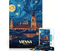 Puzzle Artistique Paysage Nocturne de Vienne,Autriche pour Adolescents,1000 pièces,Stimulant l'esprit,pièces Robustes et aux découpes nettes,activité de Groupe réconfortante (38x52cm)