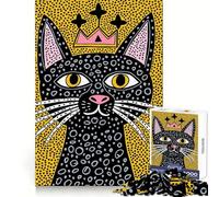 Puzzle Artistique Reine Chat pour Adultes, 1000 pièces, Casse-tête cérébral, Plaisir Lent, Assemblage d'image, Cadeau Parfait (50x75cm)