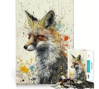 Puzzle Artistique Renard fantaisiste 1000 pièces Découpe Laser pour Un Assemblage Parfait Activité de Partage et de Concentration Amusante à Partager en Famille (38x26cm)