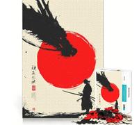 Puzzle Artistique Samurai Rising Sun pour Adultes, 1000 pièces, Jeu de réflexion, Loisir Calme, Assemblage, Cadeau de Vacances (50x75cm)