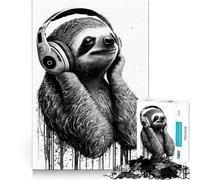Puzzle Artistique Serene Beats Sloth 1000 pièces pour Adolescents Renforce la mémoire, apaise et détend Bords de qualité (38x52cm)