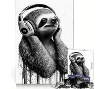 Puzzle Artistique Serene Beats Sloth 1000 pièces pour Adolescents Renforce la mémoire, apaise et détend Bords de qualité (38x52cm)