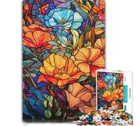 Puzzle Artistique Stained Glass Flowers pour Adultes, Format 1000 PCS