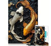 Puzzle Artistique Yin Yang Koi Fish,1000 pièces,Jeu de réflexion,pièces précises et sans Couture,activité Amusante en Famille (38x26cm)