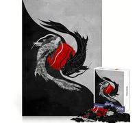 Puzzle Artistique Yin Yang Koi Fish 1000 pièces pour Adolescents, développement de la logique, évasion sereine, Assemblage serré, Cadeau de Noël (38x52cm)