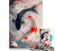 Puzzle Artistique Yin Yang Koi Fish de 1000 pièces Exercice Mental Amusant Pièces précises et sans Couture Un Moyen captivant de Passer Le Temps (38x52cm)