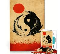 Puzzle Artistique Yin Yang Koi Fish de 1000 pièces,Jeu cognitif Amusant,Structure à emboîter précise,activité de Partage et de complicité pour Les Proches (38x52cm)