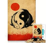 Puzzle Artistique Yin Yang Koi Fish de 1000 pièces,Jeu cognitif et Amusant,pièces Parfaitement emboîtables,Cadeau d'anniversaire,Casse-tête (50x75cm)