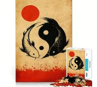 Puzzle Artistique Yin Yang Koi Fish de 1000 pièces,Stimulant cognitif et Amusant,pièces nettes et sans bavures,Jouet de Divertissement d'intérieur pour Les Vacances (38x26cm)
