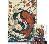 Puzzle Artistique Yin Yang Koi Fish pour Adolescents, 1000 pièces, Exercice Mental, Distraction Douce, découpe précise, Cadeau de Noël (38x26cm)