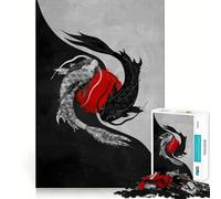 Puzzle Artistique Yin Yang Koi Fish pour Adolescents 1000 pièces Jeu Stimulant l'esprit Pièces nettes et sans bavures Facile à Apprendre pour Toute la Famille (50x75cm)