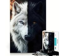 Puzzle Artistique Yin Yang Loup 1000 pièces,Jeu cognitif Amusant,Structure à emboîter précise,activité de Partage et de complicité pour Les Proches (38x52cm)