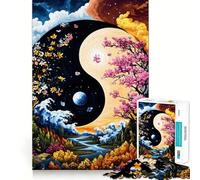 Puzzle Artistique Yin Yang Nature pour Adultes,1000 pièces,pour stimuler la Concentration et s'amuser Taille Uniforme,pièces précises,activité de Partage idéale pour Les Proches (38x52cm)