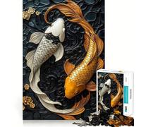Puzzle Artistique Yin Yang Poisson Koi pour Adultes,1000 pièces,pour stimuler la Concentration,Amusant,de Taille Uniforme et avec précision,activité de Partage à Faire en Famille (50x75cm)