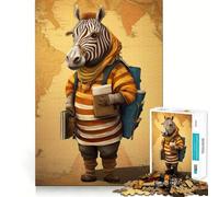 Puzzle Artistique Zebra Traveler pour Adultes,1000 pièces,Jeu Stimulant l'esprit,découpe Nette,alignement Parfait,activité de Partage pour Les Proches (38x26cm)