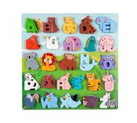 Puzzle Assorti De L'alphabet - Jouet De Lettre d'animaux en Bois, Jeu d'apprentissage Préscolaire | Identification Puzzle pour Les Tout-Petits, Éducation des Mots pour Les, Reconnaissance