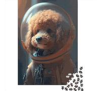 Puzzle Astronaute Caniche Rouge pour Adultes, 1000 Pièces, Puzzle en Papier, Jeu de Décompression Amusant, 1000 Pièces (38x26cm)