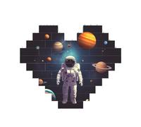 Puzzle astronaute du système solaire planètes de construction en forme de cœur, puzzle photo personnalisé pour adultes Micro blocs de construction 3D pour décoration d'intérieur