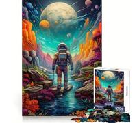 Puzzle Astronaute Espace C'est Fou pour Adolescents 1000 Pièces Sharp Memory Loisirs Plaisir Bords Nets Cadeau d'hiver (38x26cm)