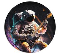 Puzzle Astronaute Jouant de la Guitare 1000 pièces, Puzzle Rond 1000 pièces, Cadeaux pour la décoration intérieure, l'entraînement cérébral et Les fêtes de Fin d'année 67,5 x 67,5 cm