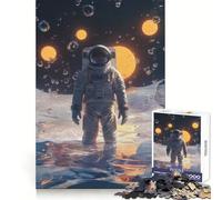 Puzzle Astronaute Planète Aqua pour Adolescents 1000 Pièces Détente et Stimulation Mentale Bords Uniformes Idée Cadeau de Noël Chic (50X75CM)