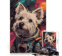 Puzzle Astronaute Terrier de l'espace pour Adolescents 1000 Pièces Développe la Mémoire Facile à Utiliser Plaisir Bords Nets Cadeau Significatif (38x52cm)