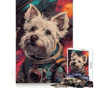 Puzzle Astronaute Terrier de l'espace pour Adultes 1000 Pièces Entraînement à la Concentration et à la Pleine Conscience Évasion Assemblage Solide Cadeau Significatif (50x75cm)
