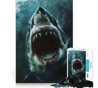 Puzzle Attaque de Requin 1000 Pièces pour Adolescents Amélioration de la Mémoire Détente et Amusement Pièce de Collection Art Découpée avec Précision 38x26cm