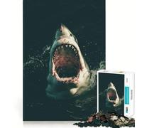 Puzzle Attaque de Requin pour Adolescents 1000 Pièces Activité Cérébrale à Domicile Découpe Parfaite Cadeau Festif 50x75cm
