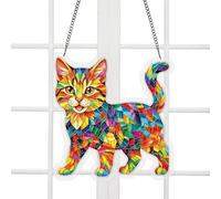 Puzzle Attrape-en Acrylique | Décoration Chat en Acrylique DIY à Assembler et Suspendre | Attrape-Chat,pour Une Décoration Intérieure De La Maison, du Salon, De La Chambre Et sur Le Balcon en Été