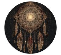 Puzzle Attrape-rêves 1000 pièces Rond traînées Lumineuses étoilées Puzzles créatifs pour Adultes 1000 pièces (67,5x67,5 cm)