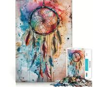 Puzzle Attrape-rêves Aquarelle 1000 pièces pour Adolescents,Jeu de mémoire,Assemblage Facile et Relaxant,activité de Groupe en intérieur (38x52cm)