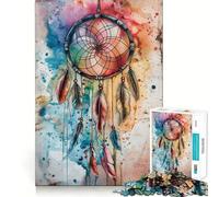 Puzzle Attrape-rêves Aquarelle pour Adultes 1000 pièces Jeu de mémoire et de réflexion Découpe Fine Finition Premium Un Moyen captivant de Passer Le Temps (50x75cm)